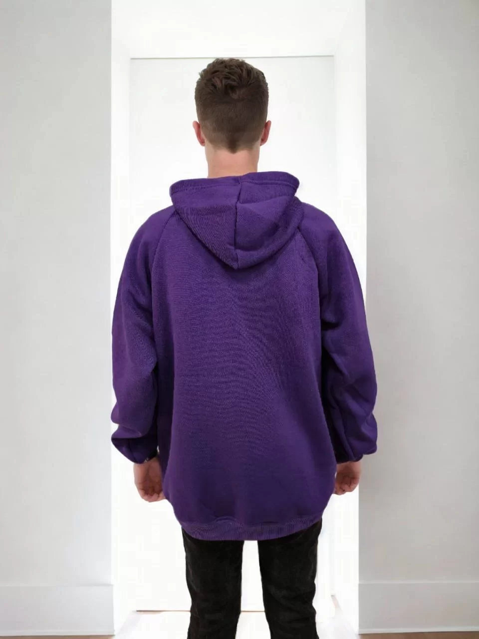 Erkek Asimetrik Parçalı Kapüşonlu Sweatshirt - Mor