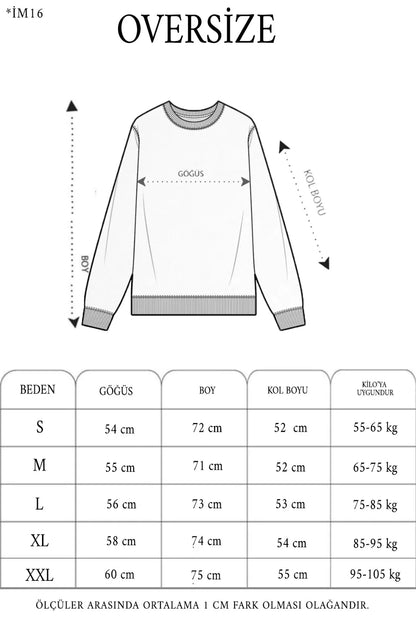 Unisex Üç İplik Yakalı SweatShirt - Beyaz