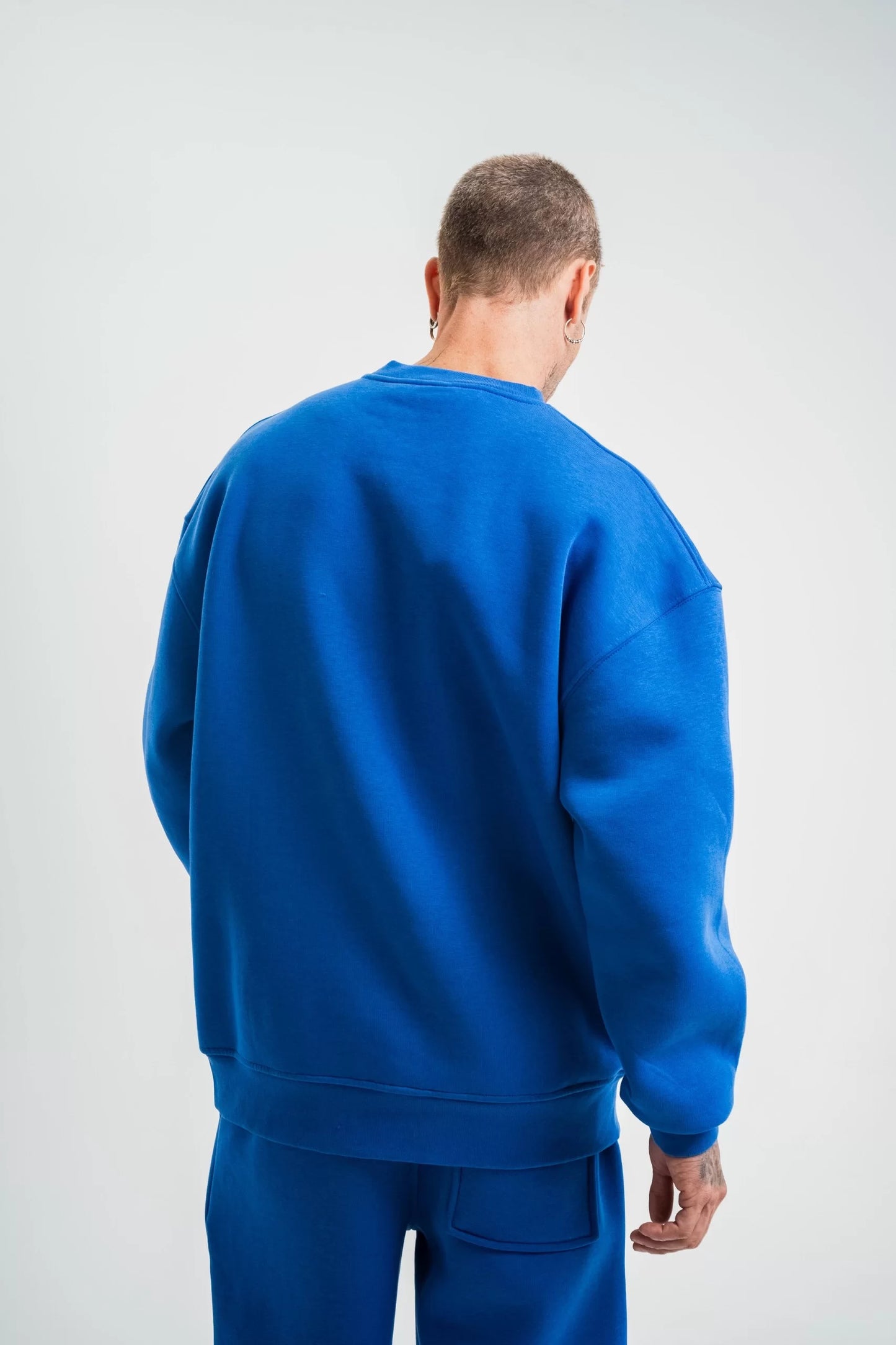 Uzun Kol Bisiklet Yaka Basic SweatShirt - Mavi